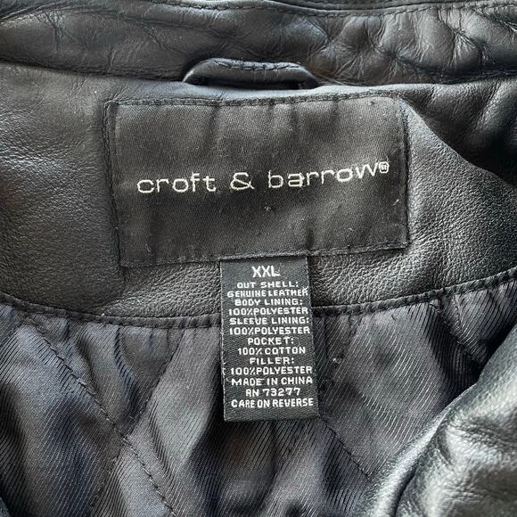 🔥Vintage Croft & Barrow Soft Leather Bomber Jacket Classic Biker Mens Size XXL - Picture 14 of 16